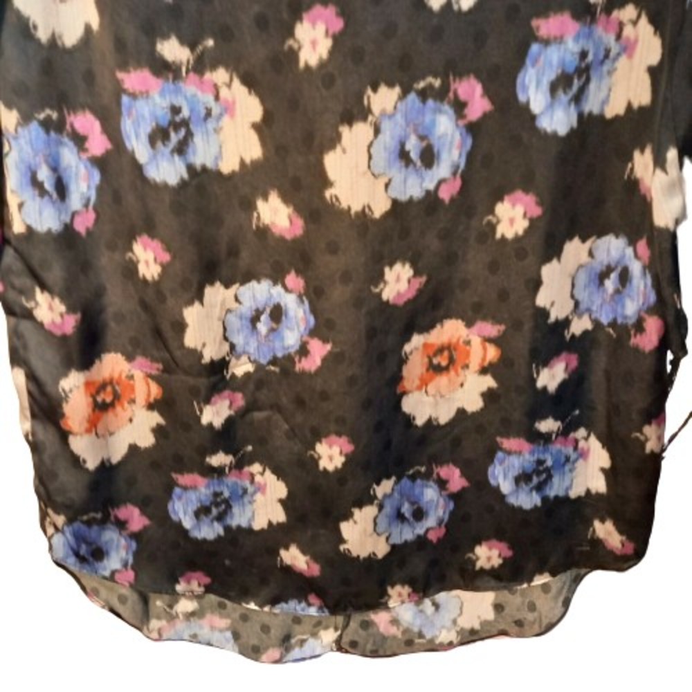 Size 10 Black & Floral Chiffon Relaxed Fit Above Knee Shift Dress - Picture 3 of 6